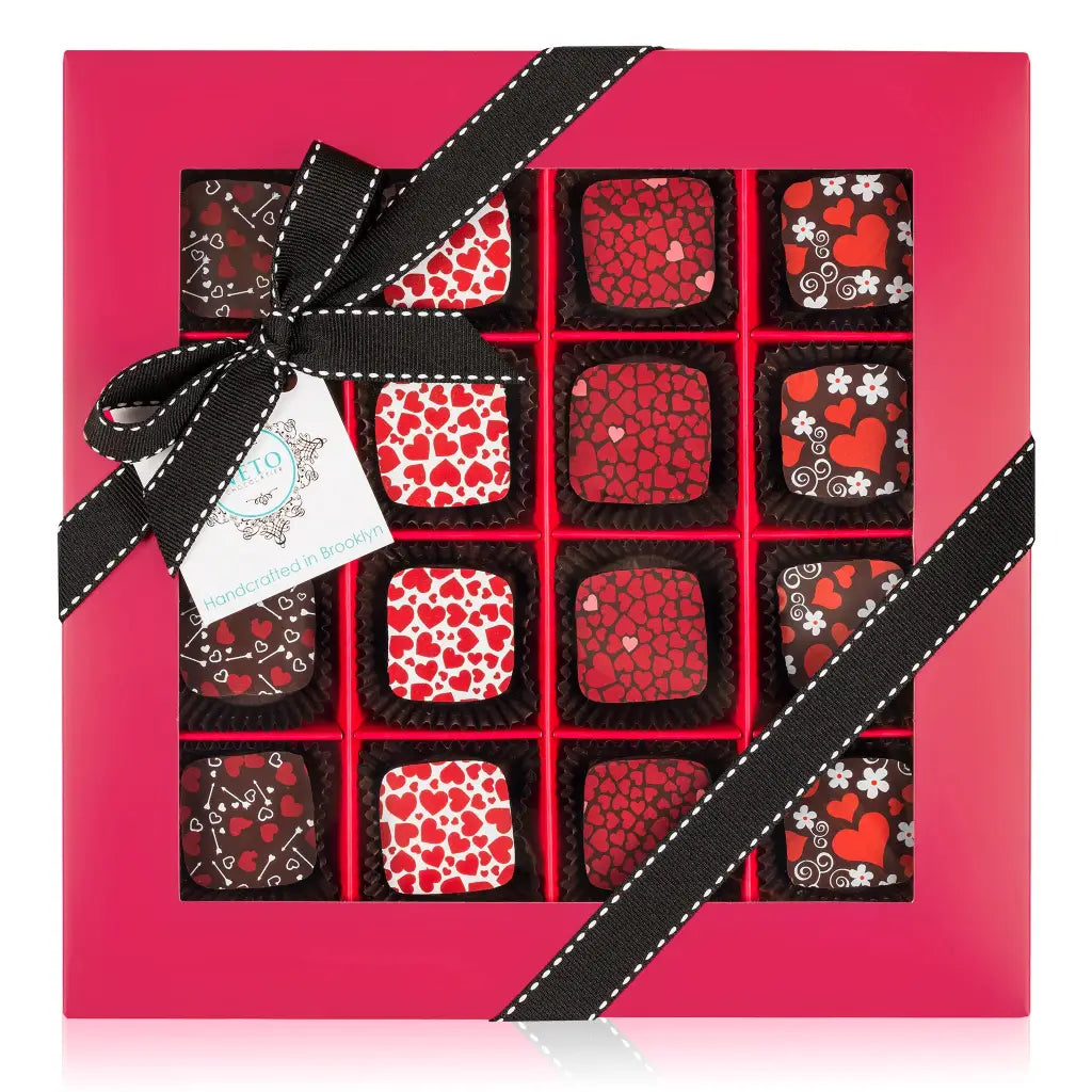 16pc Hearts Theme Chocolate Gift Fuchsia Box – NETO Chocolate