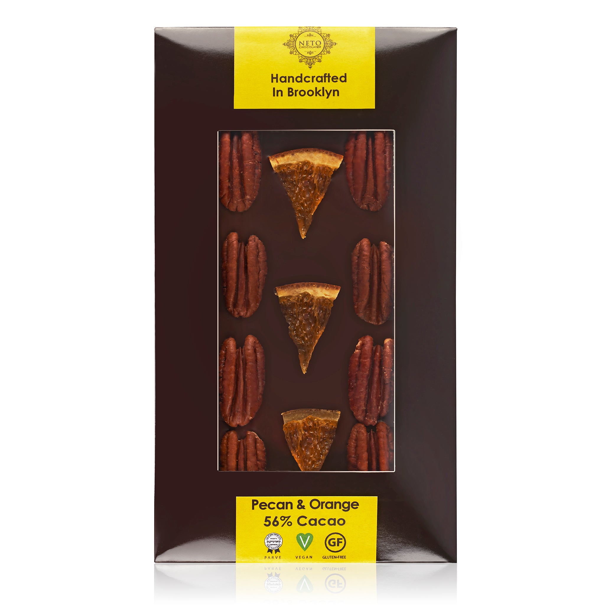 Dark chocolate large bar – Pecan and Orange – NETO Chocolate