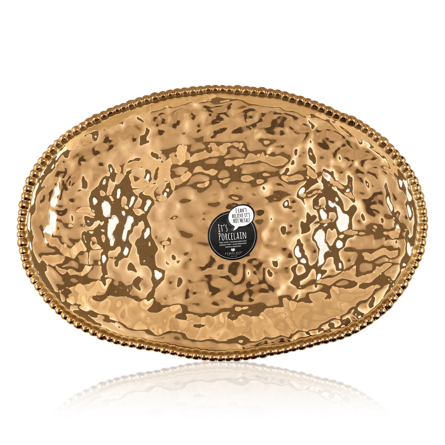 Beaded Trim Gold Serving Platter - Truffles Mendiants Nougat and Glazed Oranges