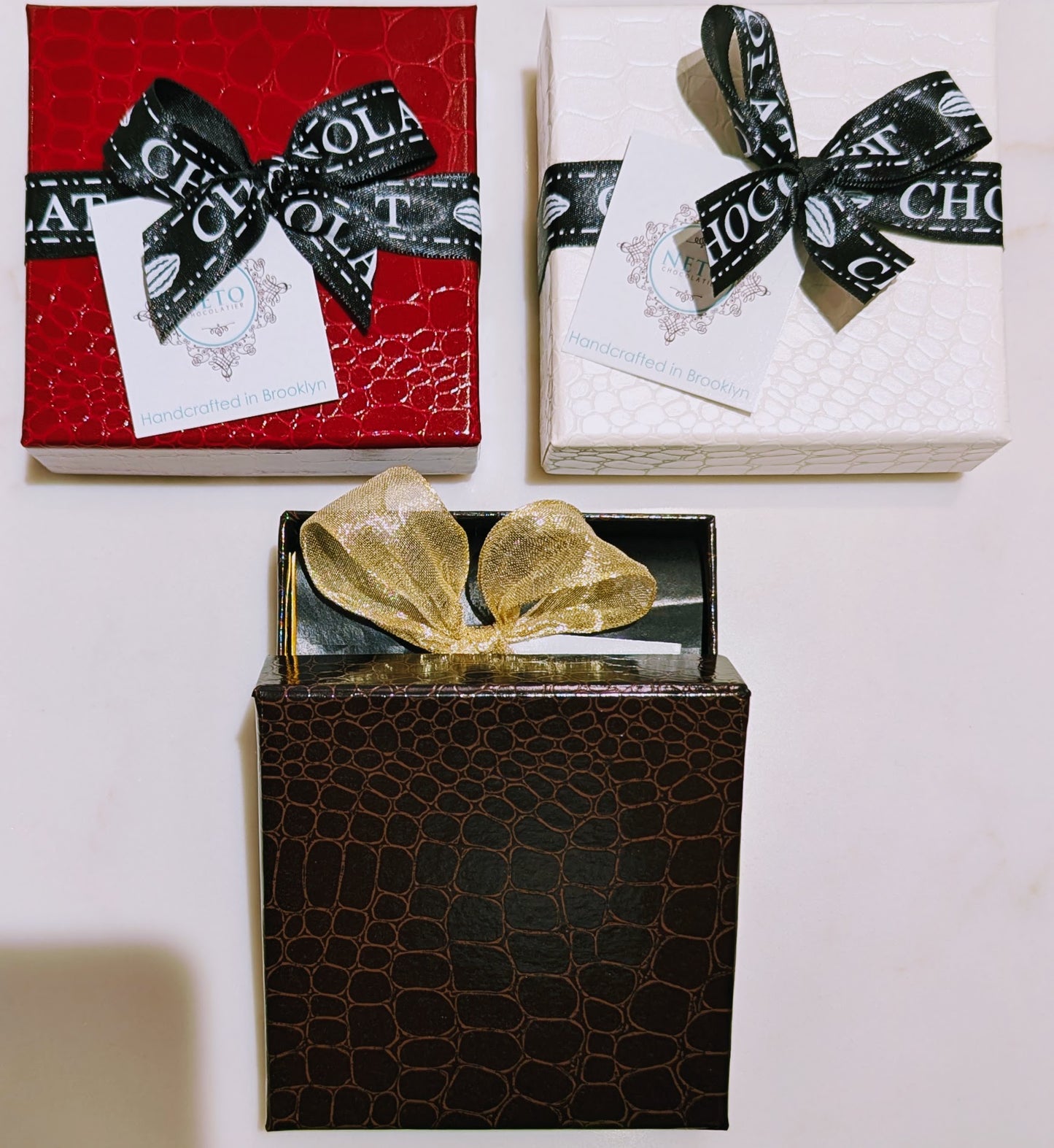 Rigid Croco Gift Box with Ribbon - 4pc of your choice
