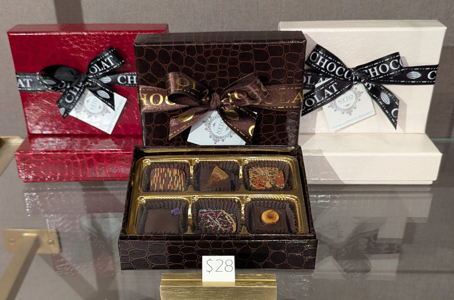 Rigid Croco Gift Box with Ribbon - 6pc of your choice