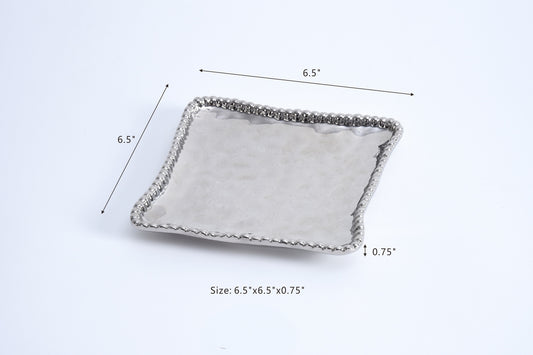 Square Silver Dessert Plate - Chocolate Truffles