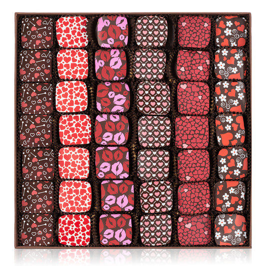 Red and Silver Hearts Chocolate Gift Box - 42 truffles