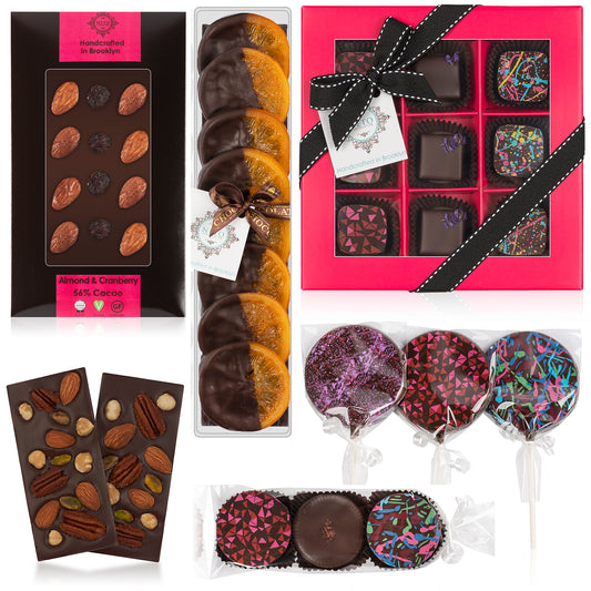 Gift Package Assortment - Truffles, Orange slices, Cookies, Bar, Lollipops, Barks