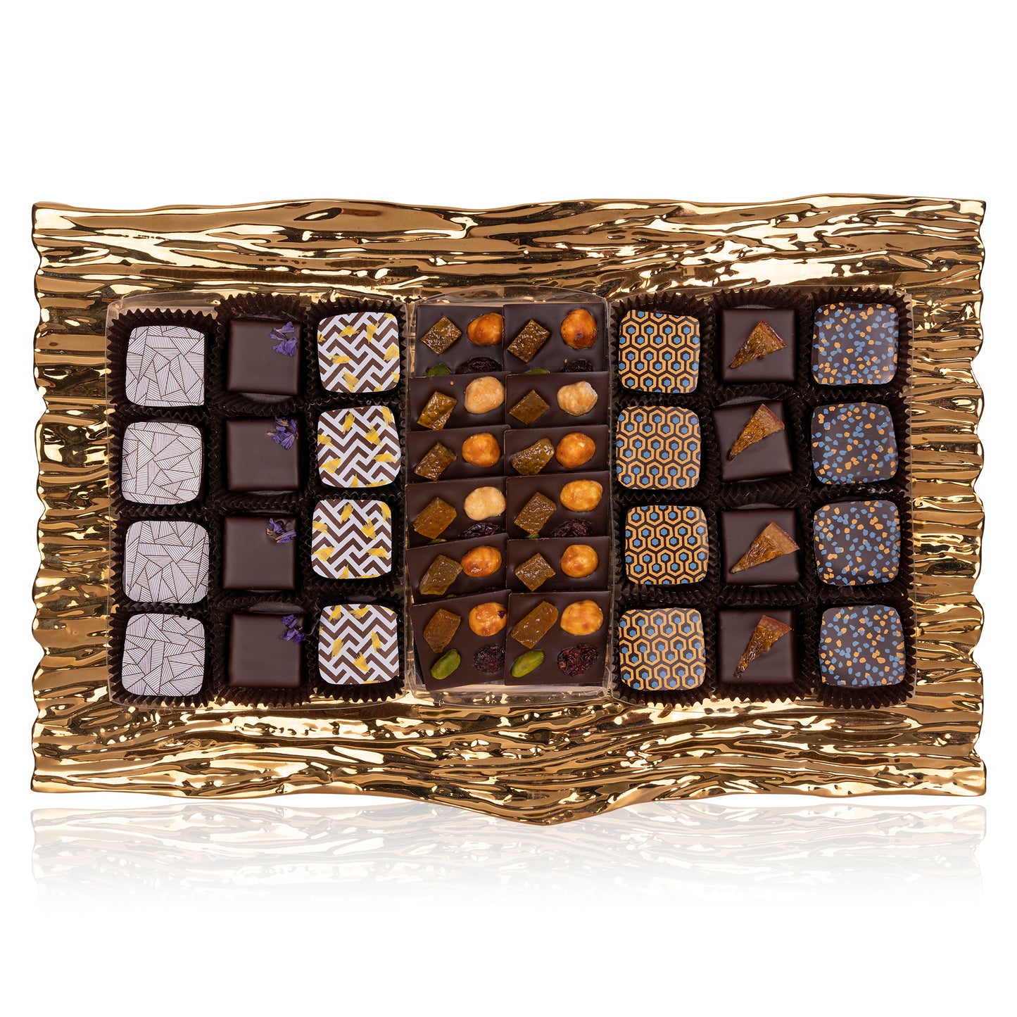 Gold Tree Bark Tray - Truffles and Mendiants